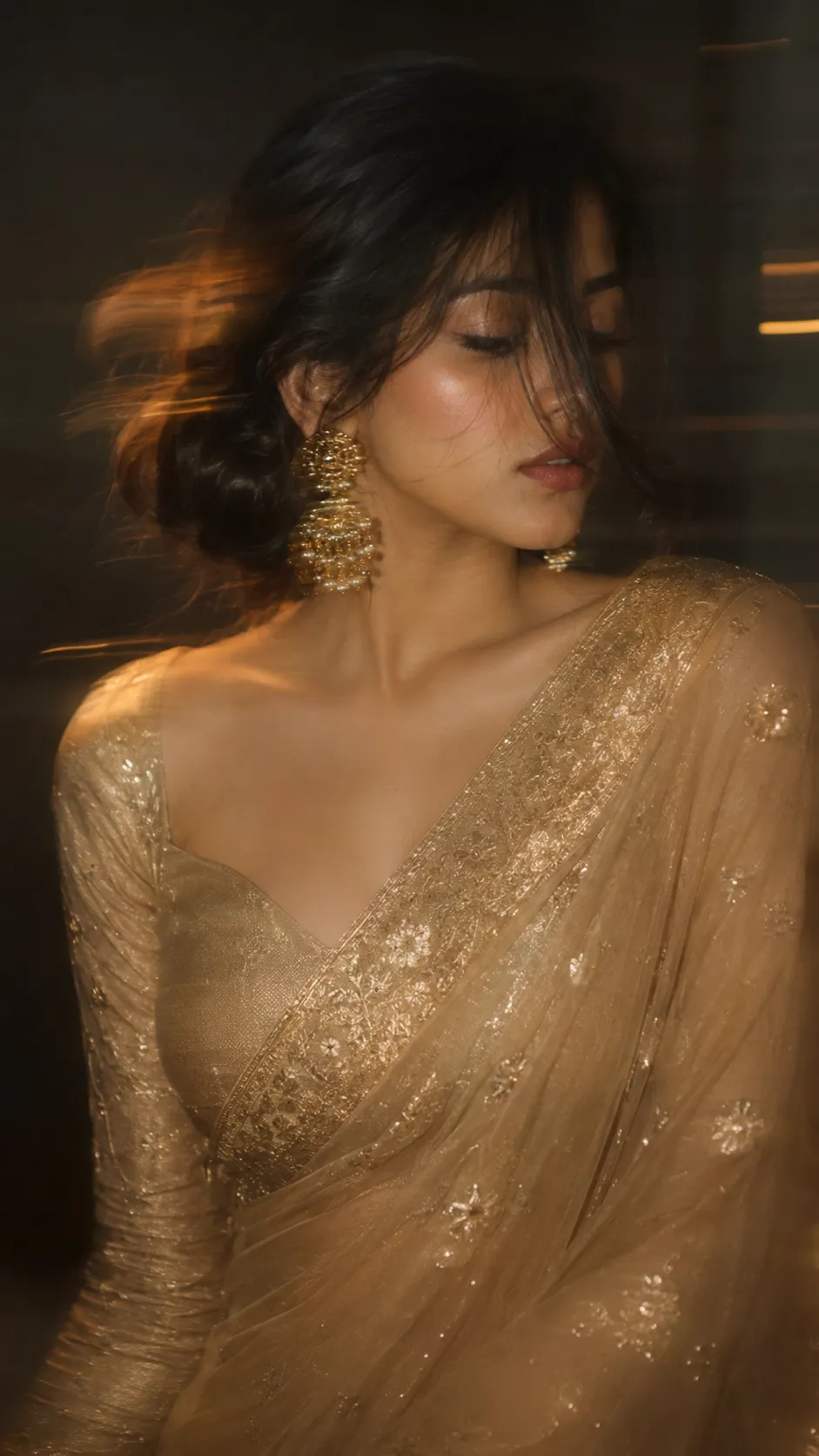 Aesthetic Blurry Saree AI Photo Prompt for Girls