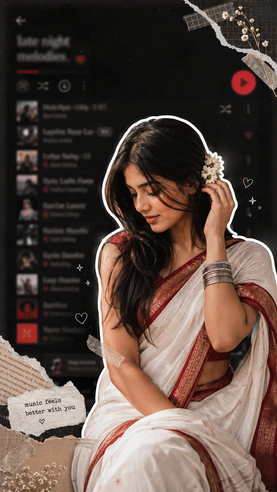 Aesthetic Spotify background photo prompt premium scrapbook collage example