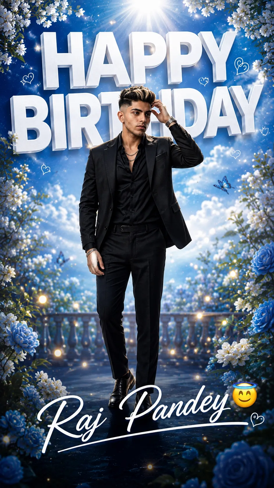 Birthday special AI photo editing prompt premium poster for boys example