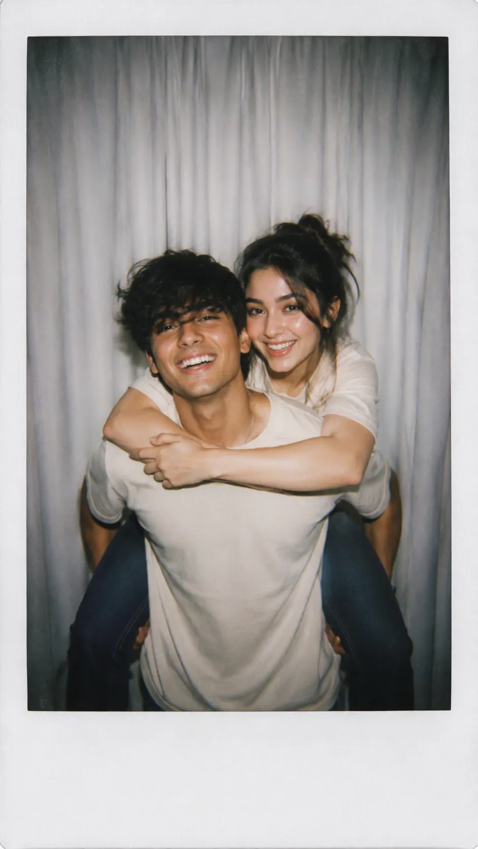 Best Polaroid style AI photo editing prompt cute couple pose example