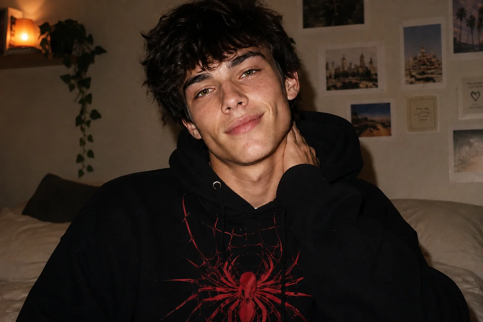 Prompt Seen Gemini Boy Cozy 90s Style Flash Portrait AI Prompt example