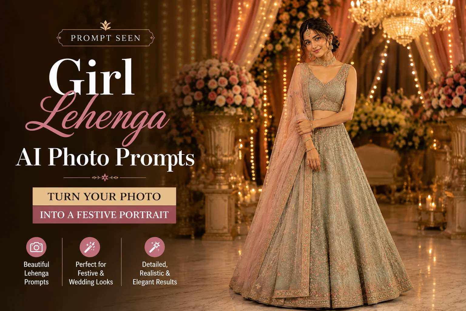 Girl Lehenga AI Photo Prompts example