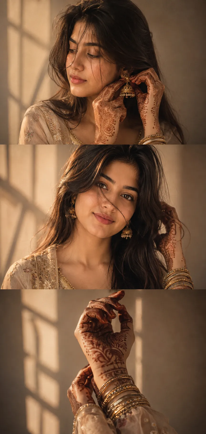Golden Hour Mehendi Portrait AI Prompt example