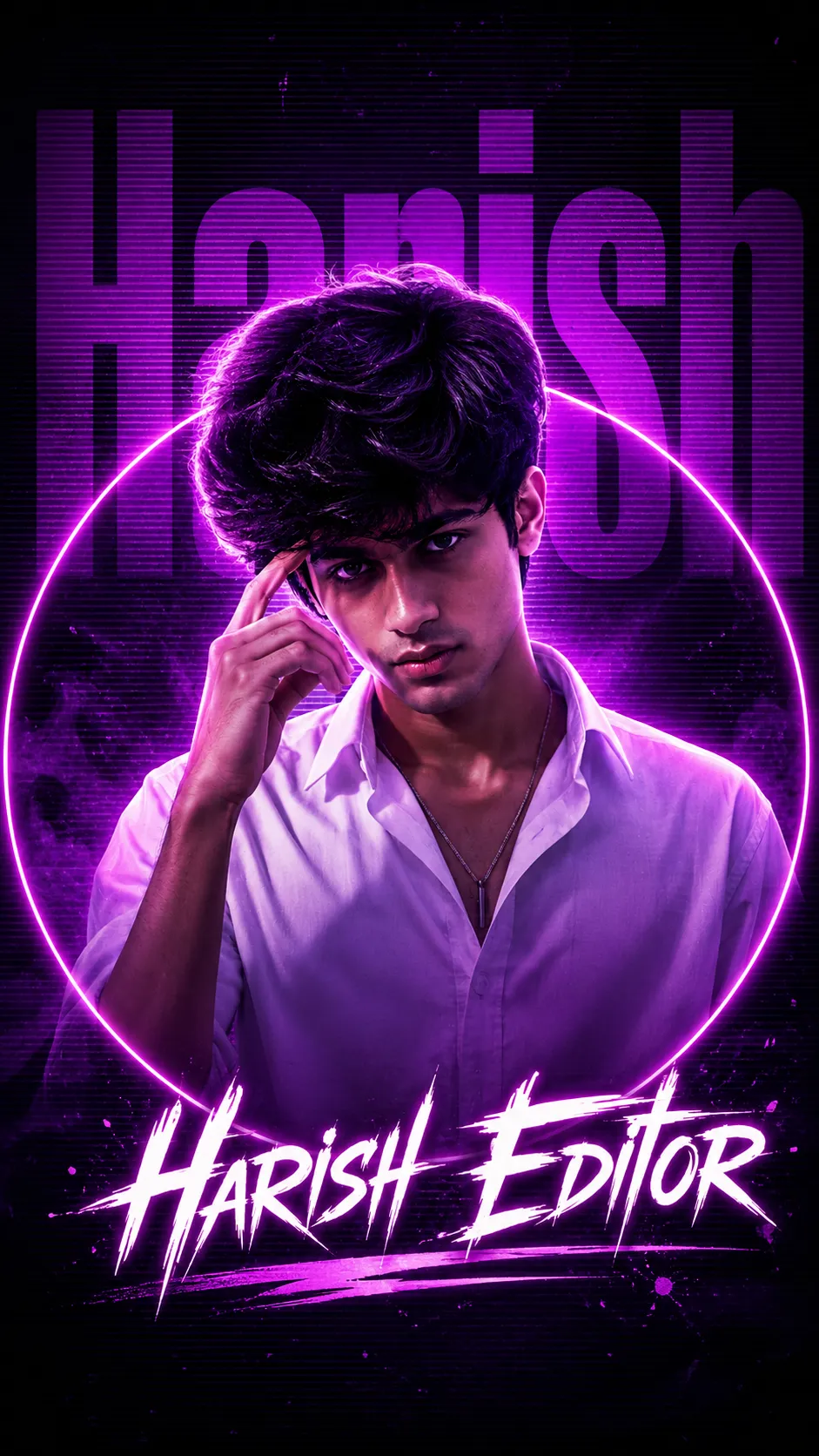 Aesthetic Instagram DP photo editing prompt neon purple for boys example