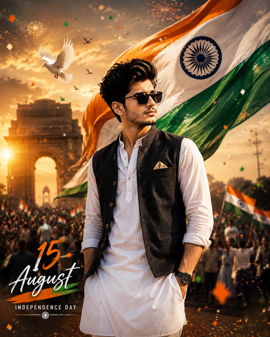 India Gate Flag Wrap AI Prompt example