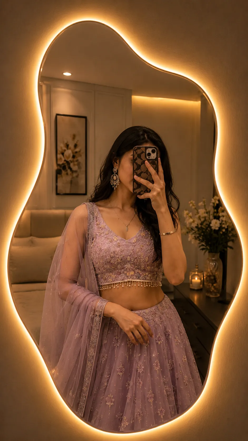 Luxury LED Mirror Selfie AI Photo Editing Prompt