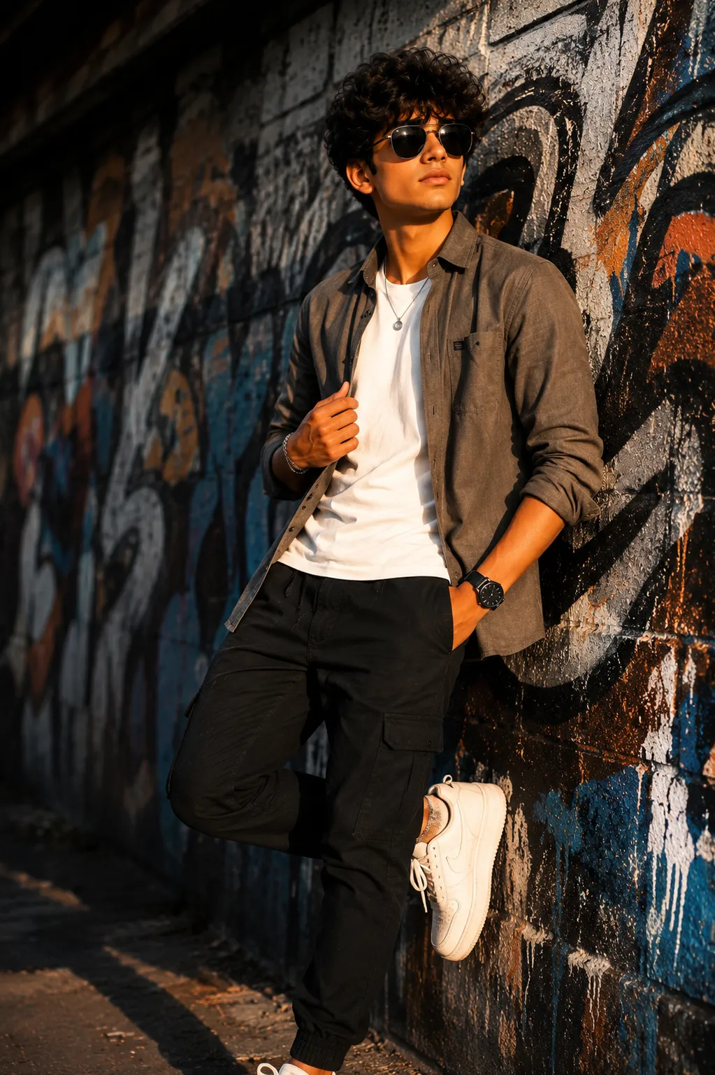 Prompt Seen attitude boy urban street style AI photo prompt example