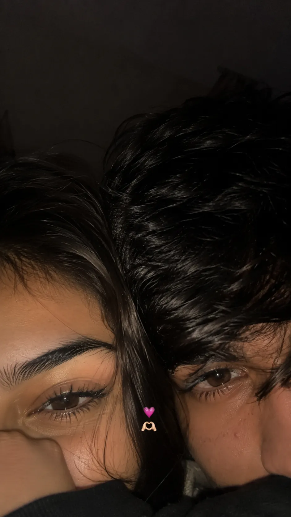 Couple Eye Selfie iPhone Flash Photo AI Prompt example
