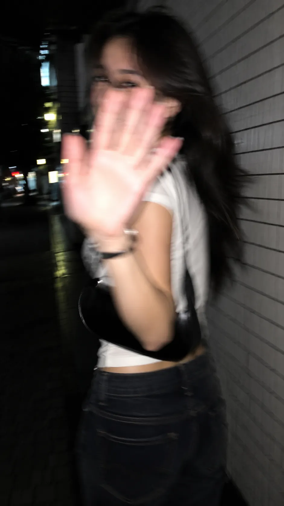 Girl Night Photo with Motion Blur Street Style AI Photo Prompt example