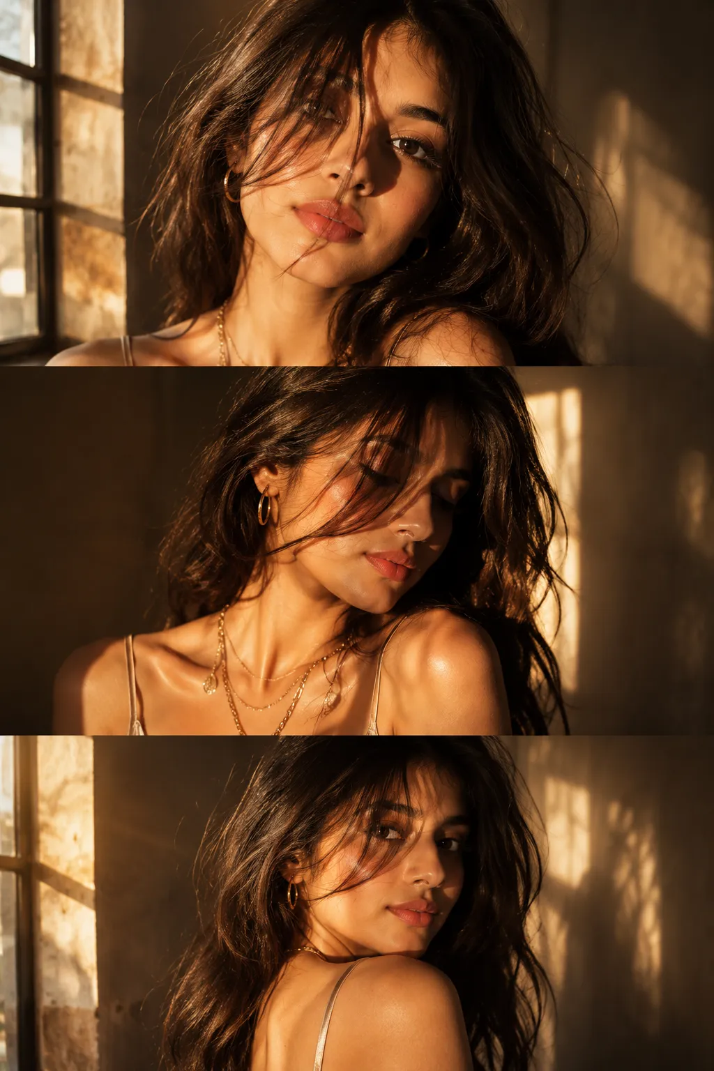 Cinematic Triptych Portrait AI Photo Prompt example