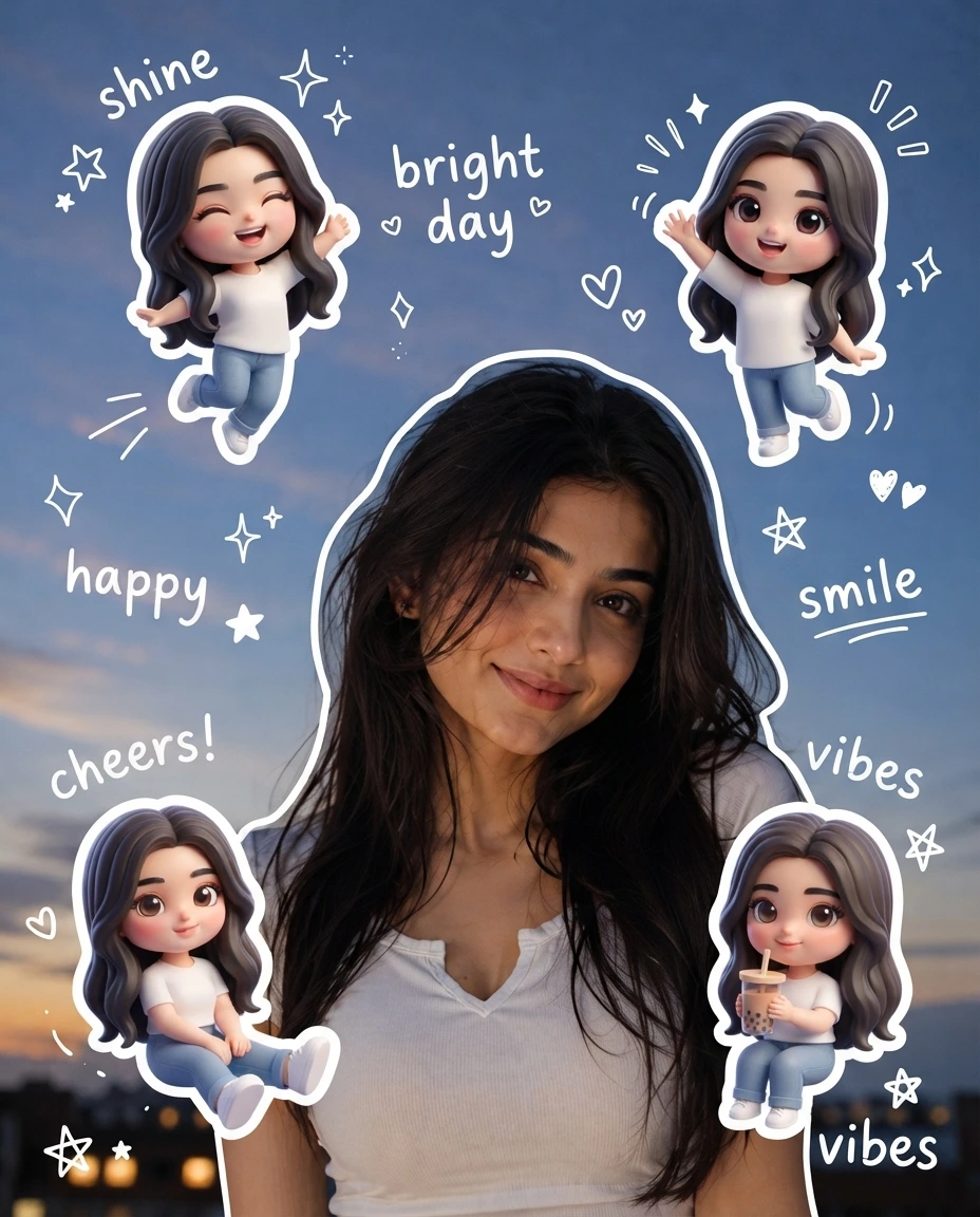3D chibi aesthetic photo editing prompt example two