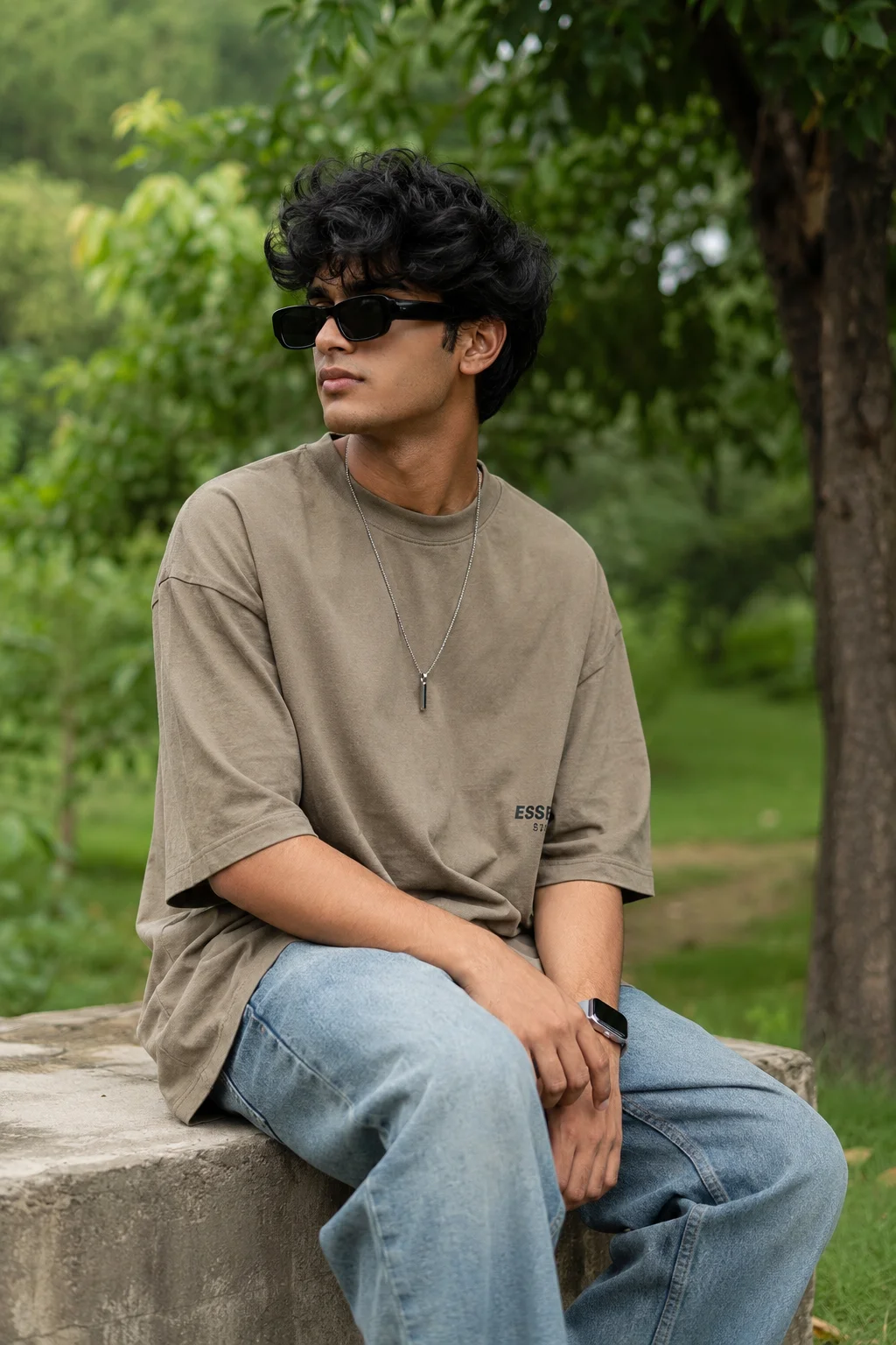 Prompt Seen Gemini Boy Outdoor Greenery Portrait AI Prompt example