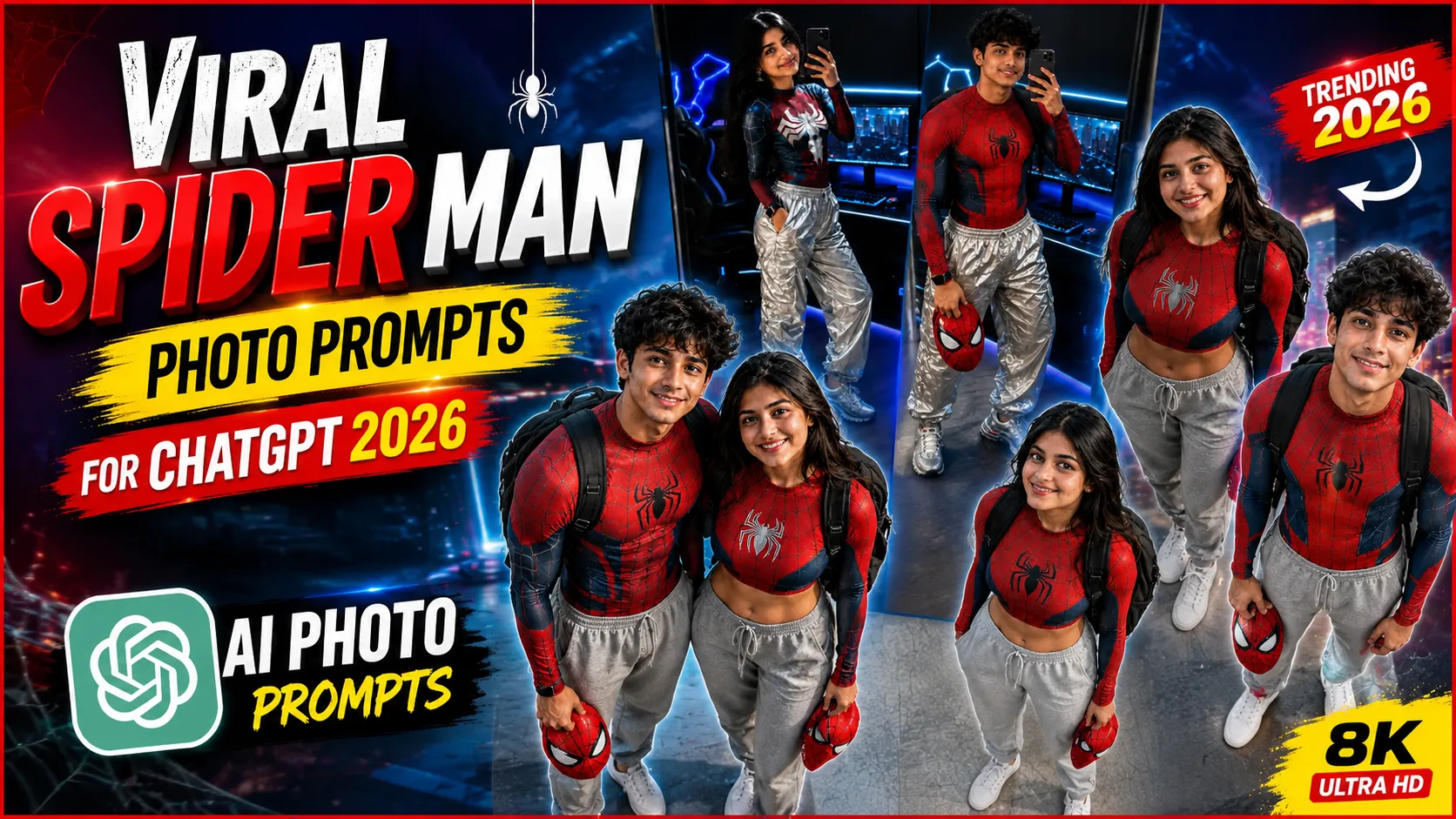 Viral Spider-Man AI Photo Prompts example for ChatGPT