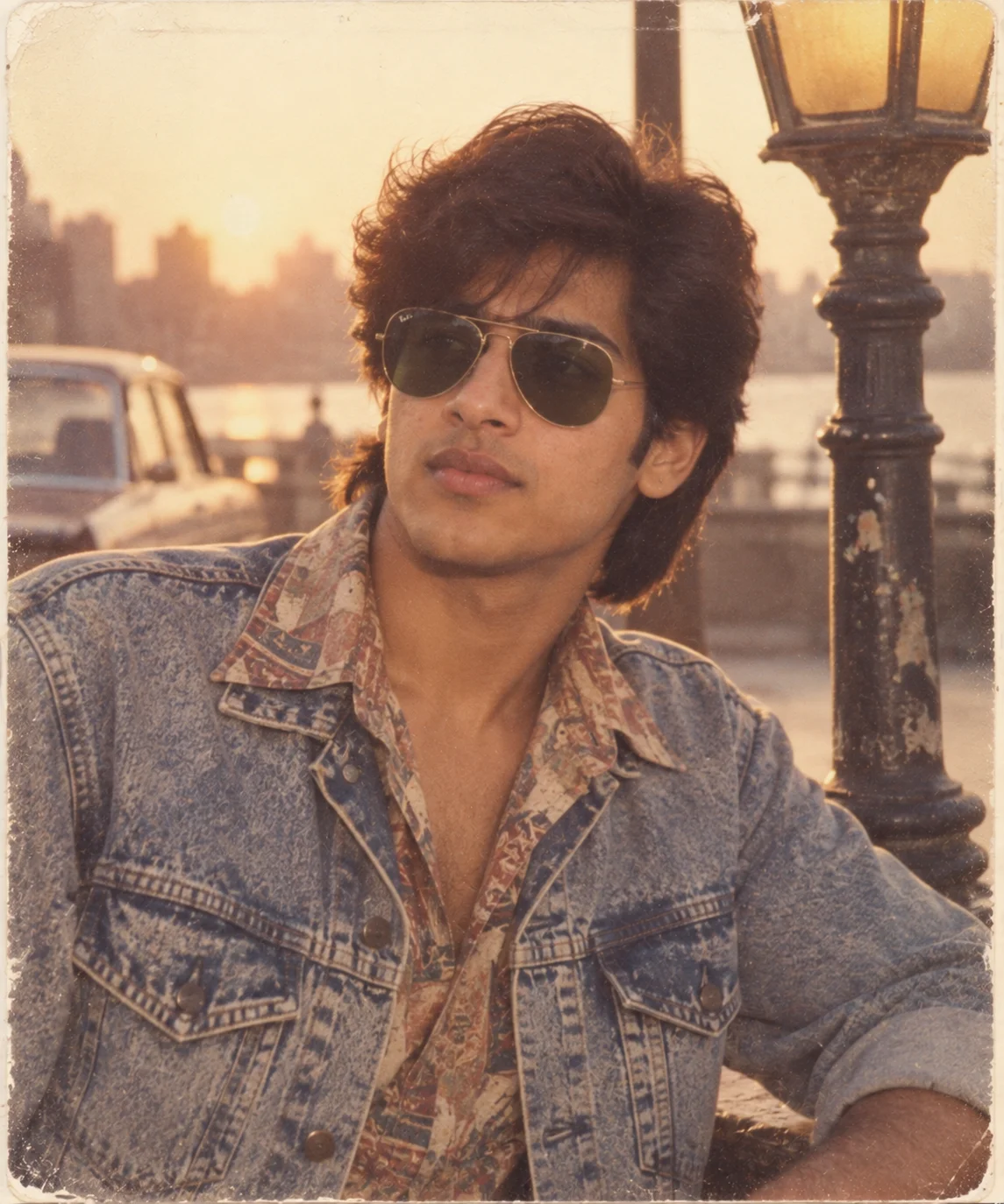 1990s Indian cinema heartthrob portrait AI photo editing prompt example
